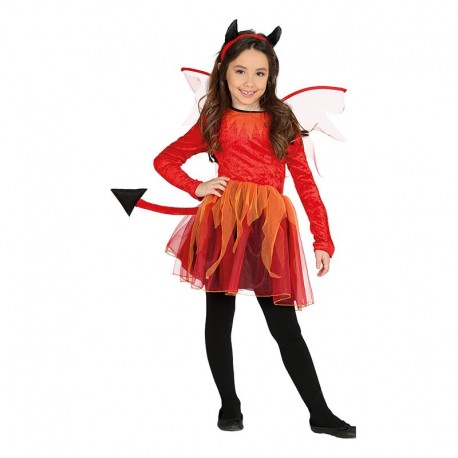 Fato de diable com vestido adornado para menina