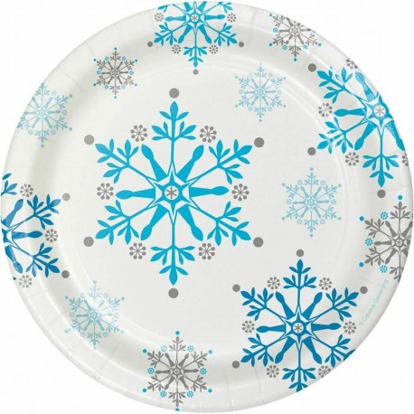 8 Platos Copos de Nieve de 18 Cm