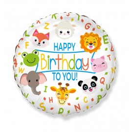 Globo Happy Birthday Animales 45 cm