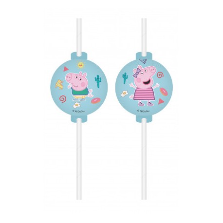 4 Pajitas Peppa Pig de Papel