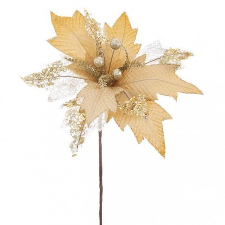 Poinsettia Flor Gold Fabric 30 x 60 cm