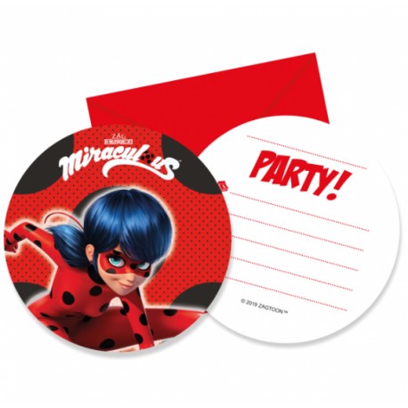 6 Invitaciones LadyBug con Sobre