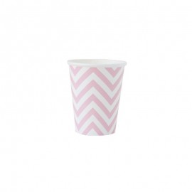 6 Copos Chevron De Rosa Clara 200 Ml