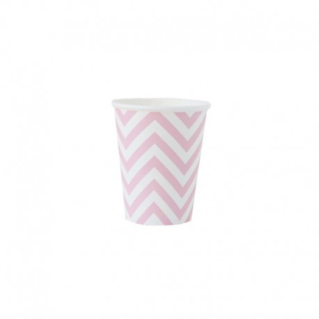 6 Vasos Chevron Rosa Claro 200 ml